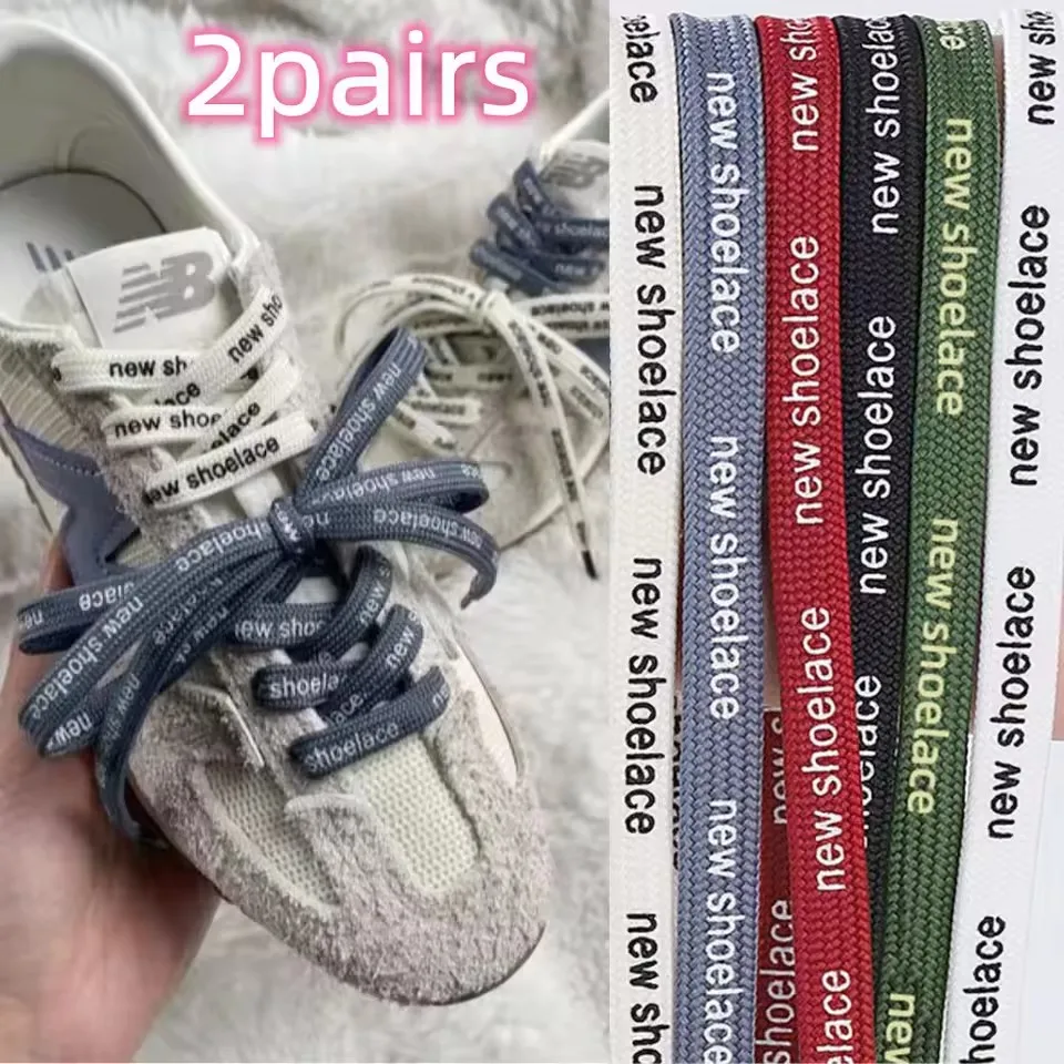 2pairs Wide Printed Letter Shoelaces Korean Outdoor Sports Shoelaces Casual Sneakers Shoe Ropes DIY Fashion Footwear Accessories