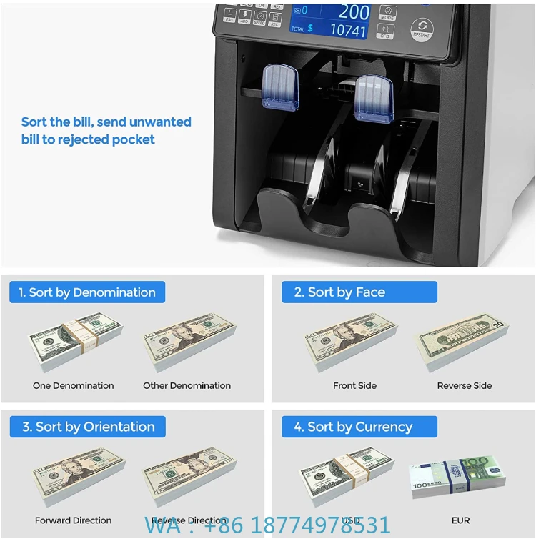 

Money Counter Machine Portable Bill Counting USD AL-950Newest CIS Mixed Denomination