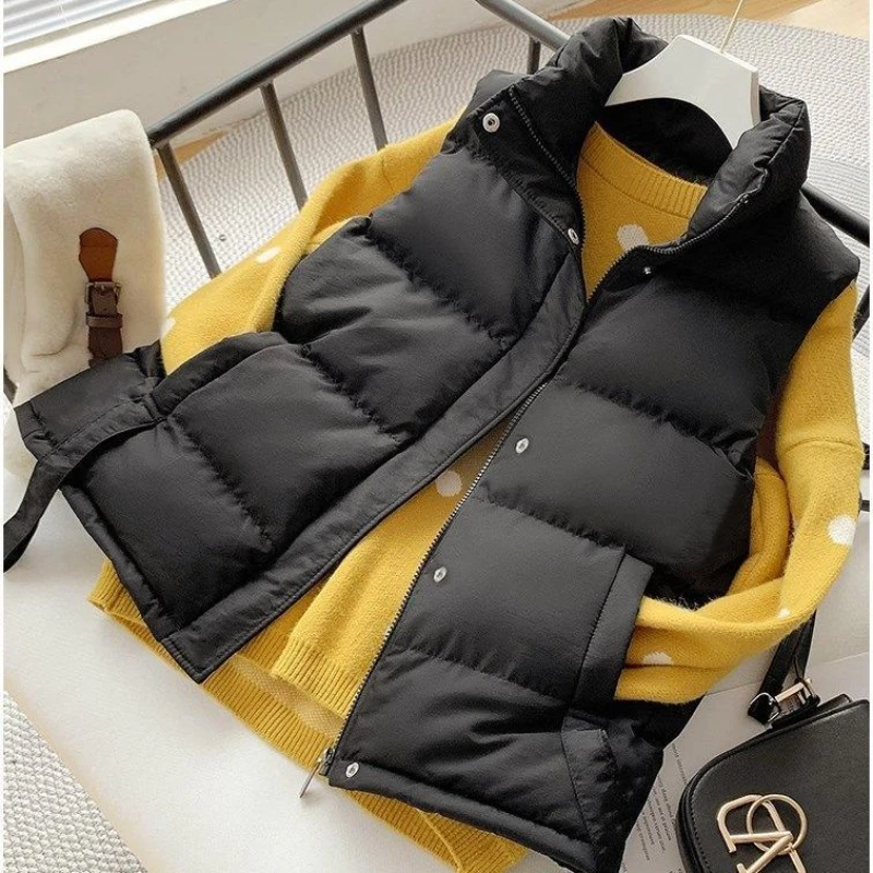 Autumn and winter new model down cotton vest women's Korean version of large-size shawl slim sleeveless cotton vest vest jacket