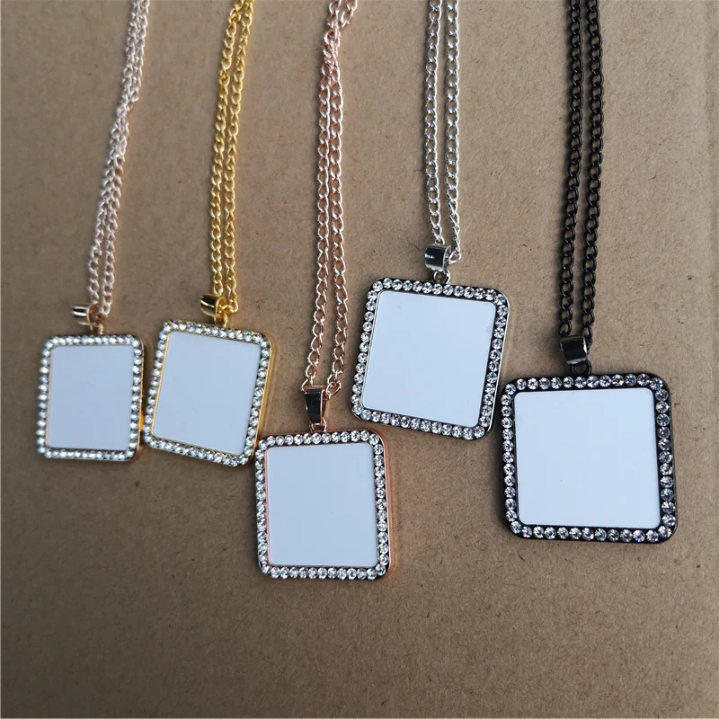 

sublimation blank sqaure necklaces pendants women necklace pendant hot tranfer printing consumable 20pieces/lot