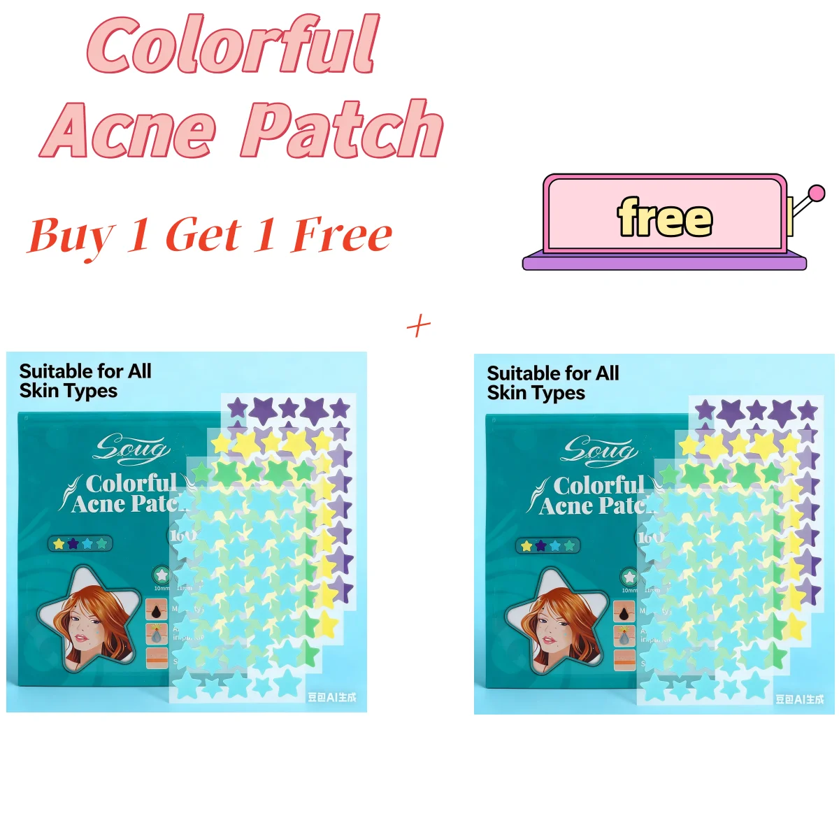 160/320pcs Cute Star/Heart Shaped Salicylic Acid Acne Patches Invisible Hydrocolloid Pimple Cover Spot Treatment Stickers