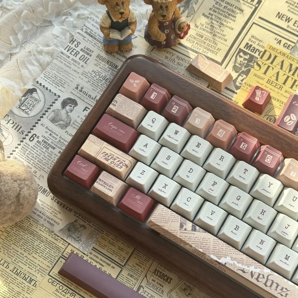 Cafe original keycap five-sided hot sublimation PBT material suitable for mechanical keyboard simple keycap