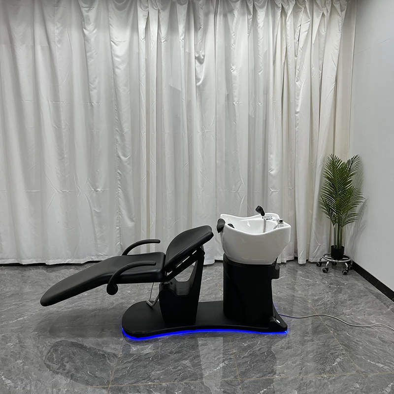 

Modern Lay Down Washing Shampoo Bowl and Chair Hair Salon Furniture Electric Shampoo Chair with Lamp