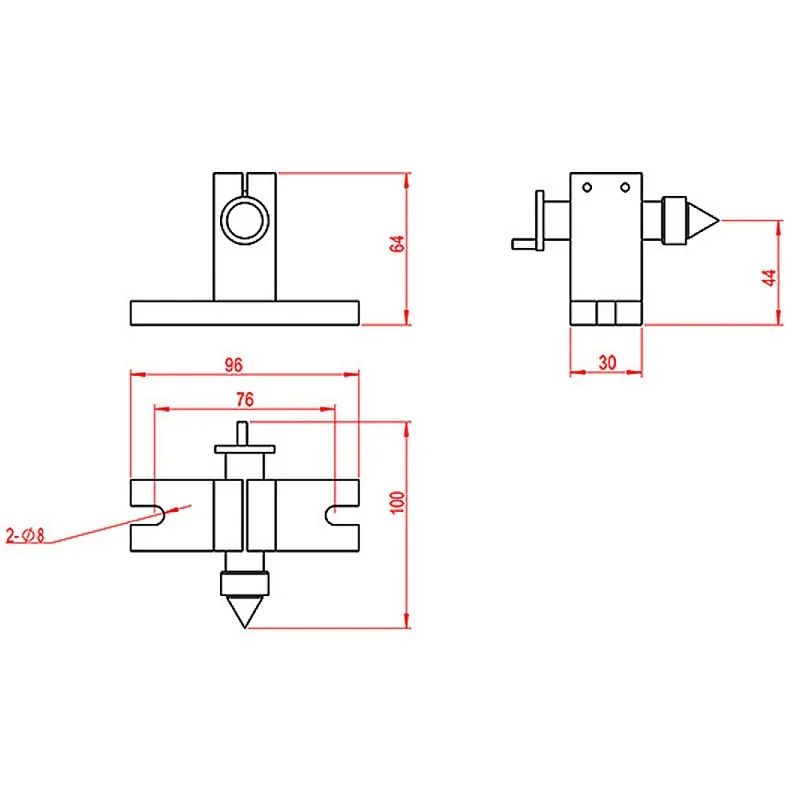 4th Axis 65mm Activity Tailstock Thimble Center Height 44MM 54MM DIY Laser Woodworking Lathe Chucks 3 Jaws Rotary Axis Lathe Use