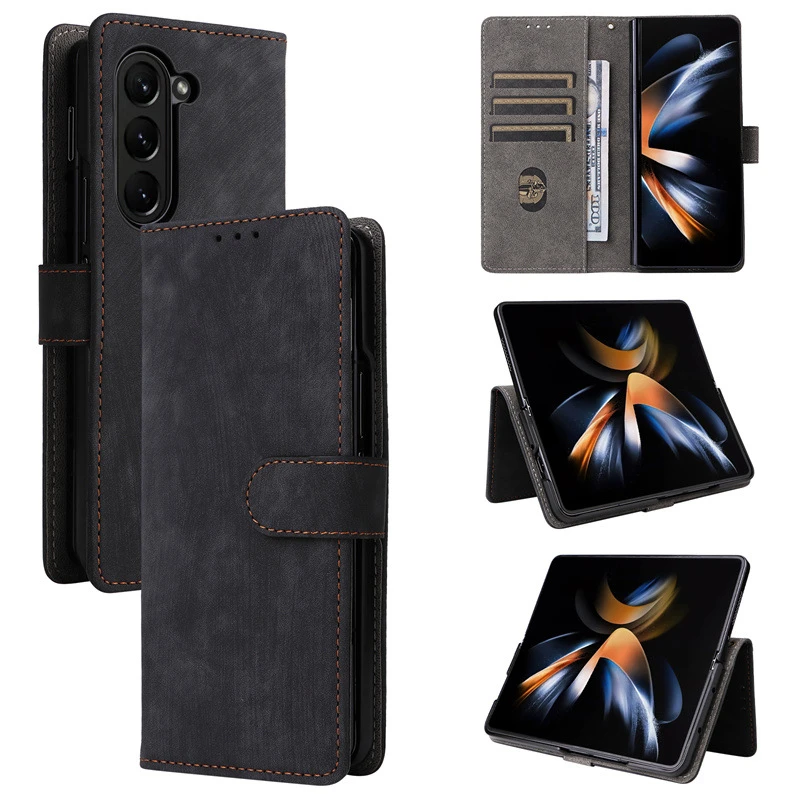 

Auroras For Samsung Galaxy Z Fold 7 Z Flip 7 FE Flip Case Card Pocket Wallet Magnetic Leather Back Cover Shell