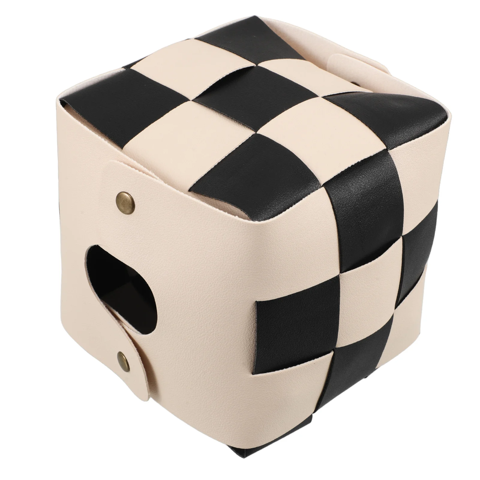 

Trendy Plaid Tissue Box Holder Square Artificial Decorative Organizer for Bedroom Vanity Desk Nightstand Bathroom Office