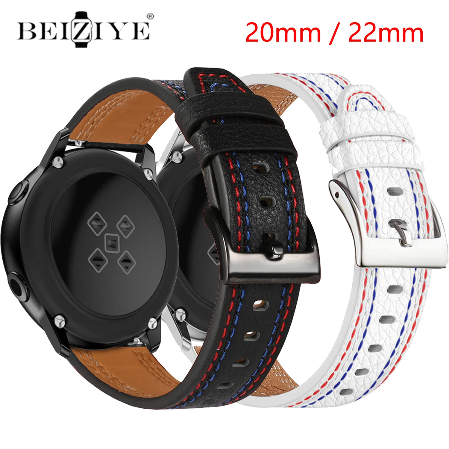 22mm 20mm Leather Strap for Samsung Galaxy Watch 3 4 5 6 Luxury Wristband Quick Releas Bracelet for Amazfit GTR GTS 2 3 4 Mini