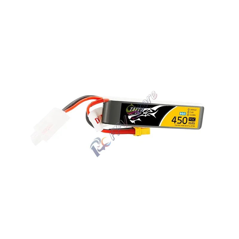 Tattu 450 MAh 7.6V Điện Áp Cao 95C 2S1P LiPo Pin Với XT30 Cắm Dài Gói