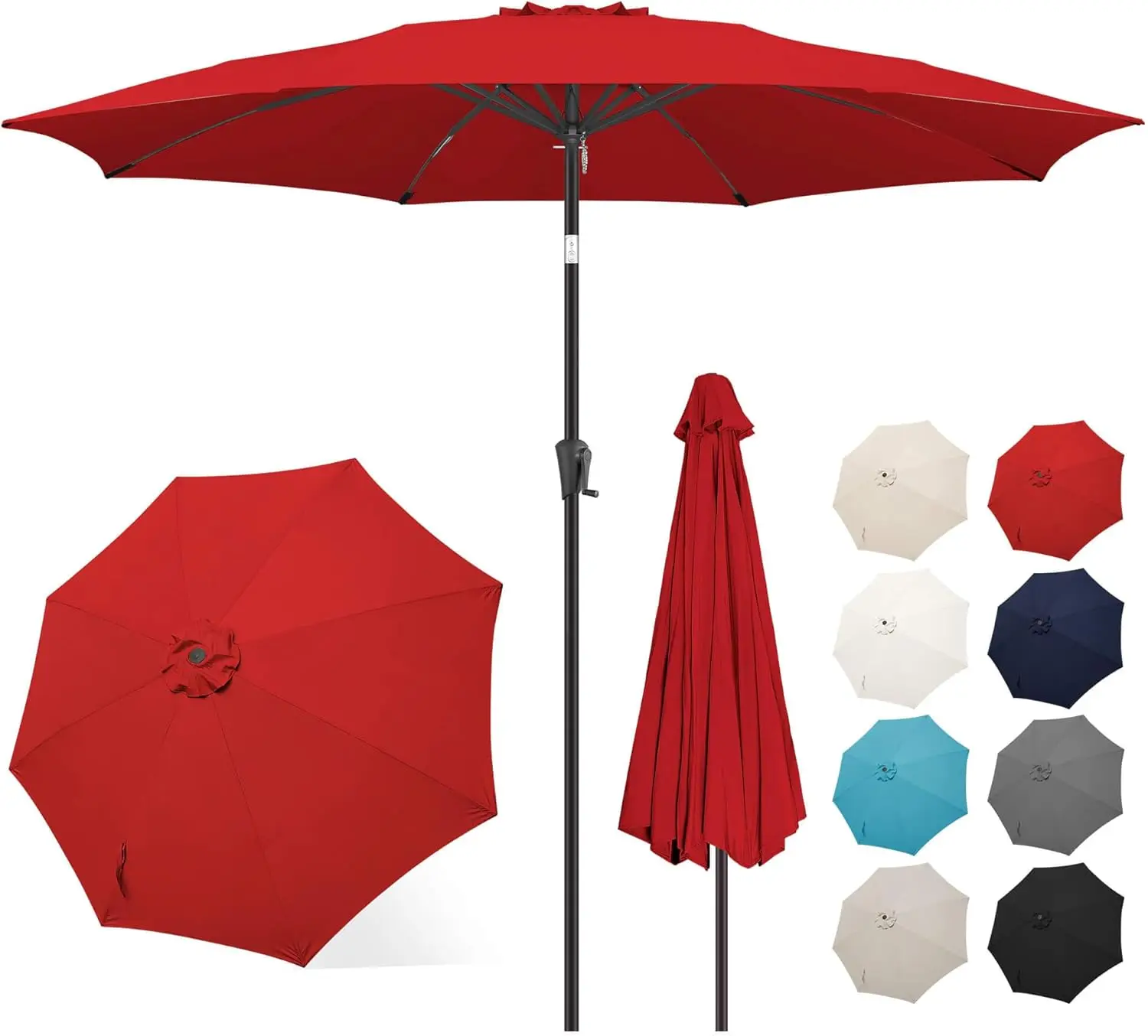

10 ft Patio Umbrella with Tilt, Waterproof & UV Protection, Heavy-Duty Alloy Ribs, Vented Canopy
