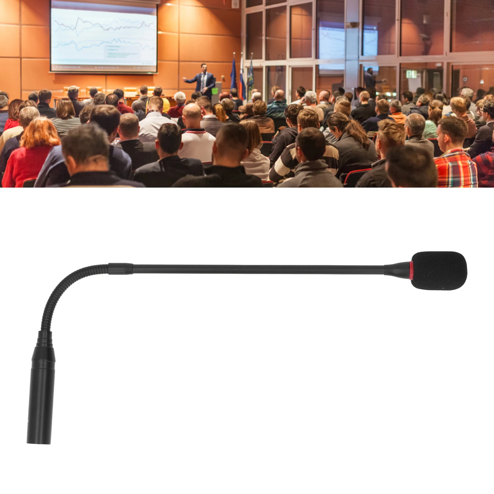 Gooseneck Microphone 17.7in Flexible Noise Reduction Gooseneck Plug in Microphone with Power Indicator for Meeting Rooms