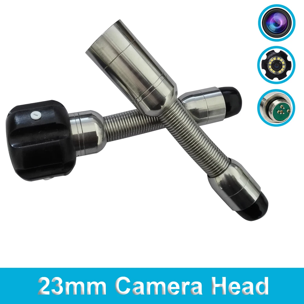 

23mm Pipeline/Pipe Inspection Repair Parts Camera Head Replacement With 12pcs LED Lights HD 1000TVL Waterproof