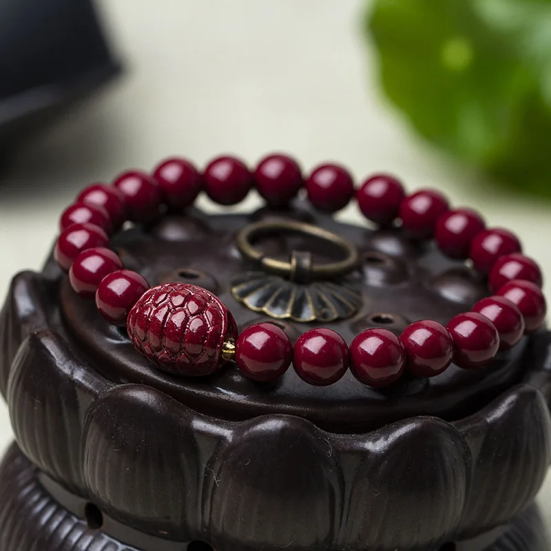 Natural Cinnabar Rich Armor World Plus Bead Single Circle Bracelet Unisex Popular Bracelet