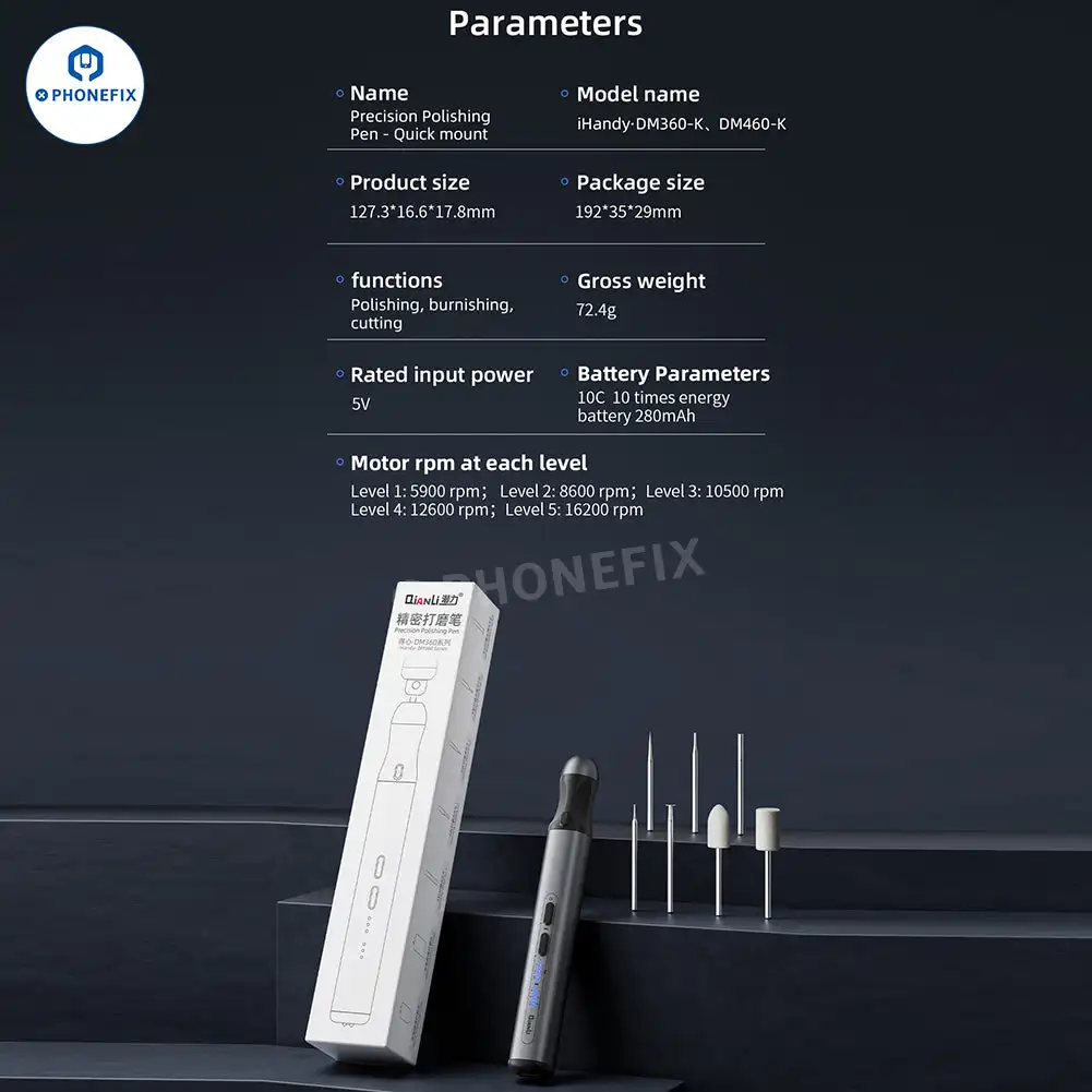 Qianli DM460-K pluma pulidora de Chip IC eléctrico inteligente 16200 rpm herramienta giratoria carga CPU NAND Flash molienda corte bruñido