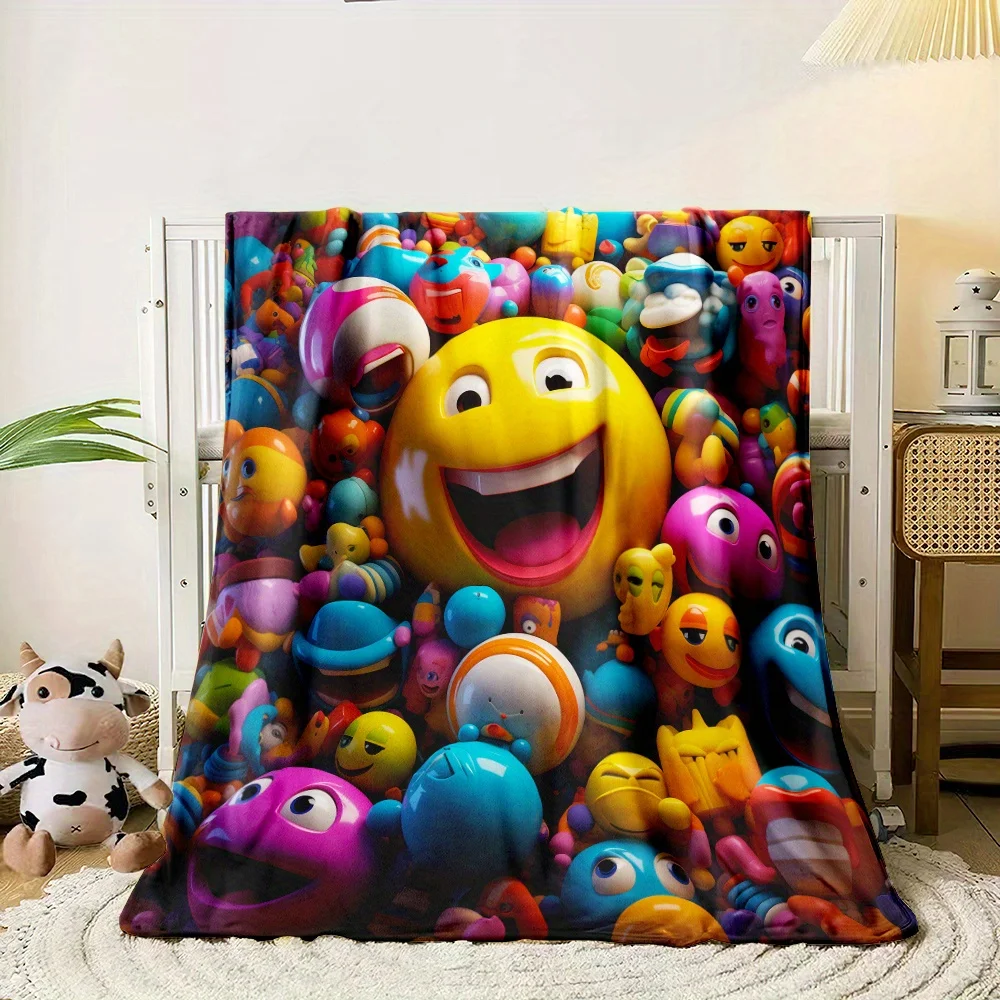 1pc Joyful Face Pattern, Fun Style Blanket Printed Thin Blanket.Four Season Blankets Suitable for Sofas,beds,living Rooms,travel