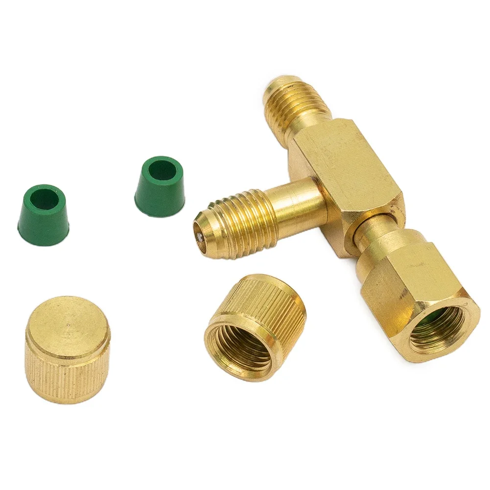 T Type Adapter 1/4inch Female SAE External Thread Tee Adapter SAE Flare Add Gauge Deep Vacuum Pump/Manifold Set Connector