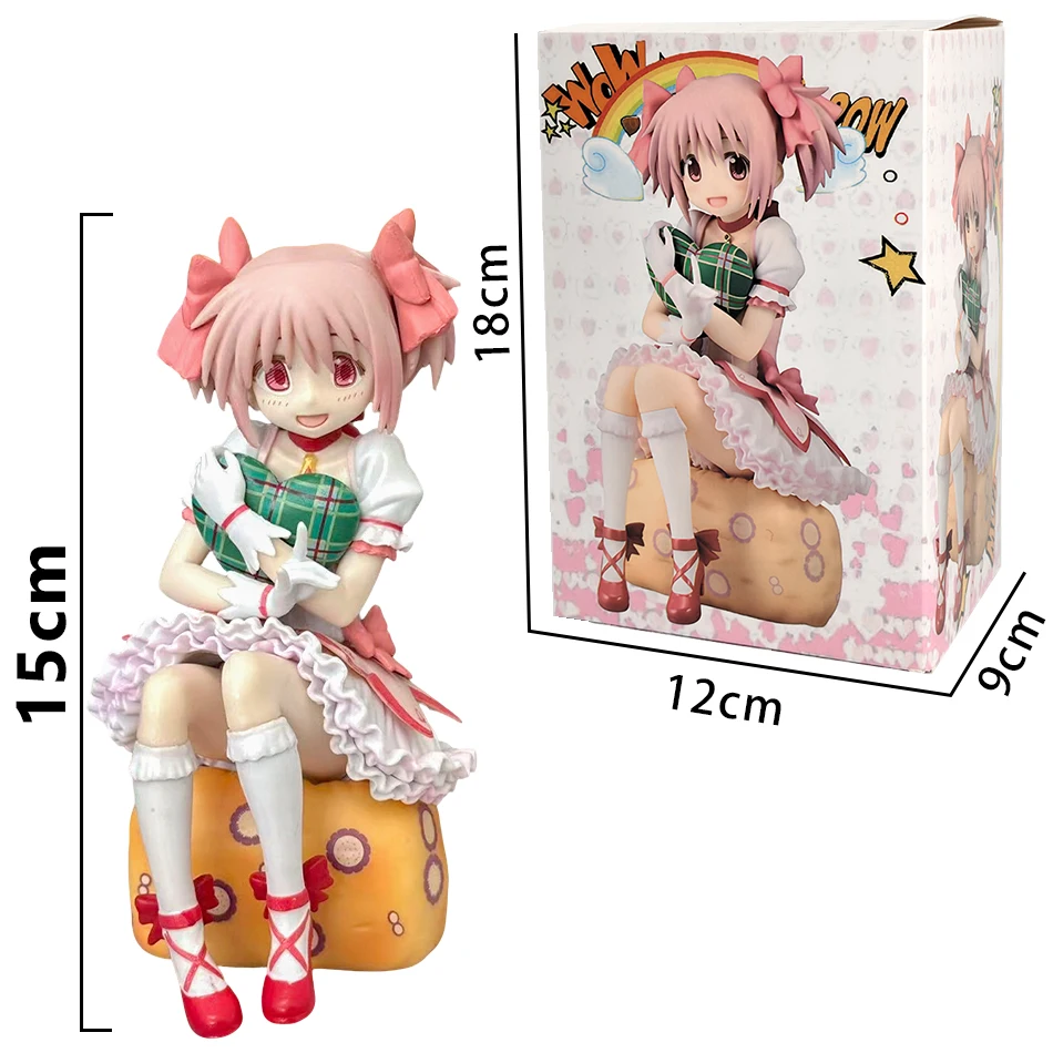 Figura de Aniem de 15CM, Puella Magi Madoka Magica, postura sentada, figura de acción de Madoka, modelo de chica mágica, decoración, estatua, muñecas, juguetes, regalo