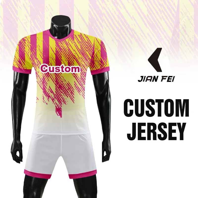 

Custom Full Sublimation Soccer Jersey Sets Quality Mesh Fabric Soccer Shirt Breathable Short Sleeve Football T shirt WO-X943
