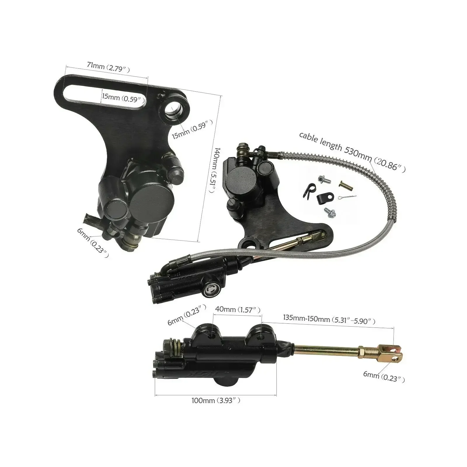 TDPRO kaliper rem cakram belakang 15mm, untuk sinar ganda horisontal lubang kotoran sepeda Apollo 90cc 110cc 125cc 150cc