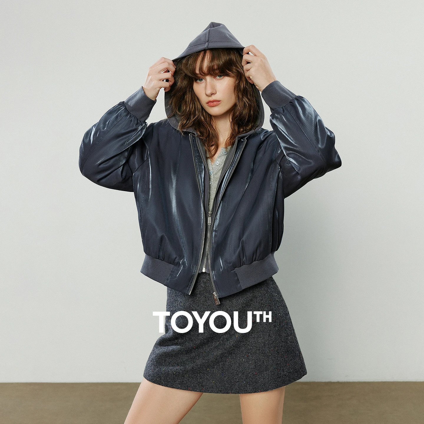 TOYOUTH Cotton Coat 2025 Winter New Hooded Splice Silk Fake Two Piece Warm Light Luxury Parkas Jacket
