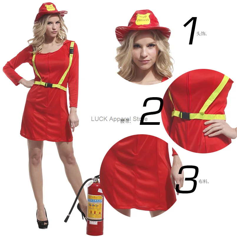 Halloween Cosplay Kostuum Dames Vuurpak Volwassen Brandweerman Kostuum Podium Spel Pak Vrouwen Sexy Jurk Cosplay