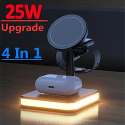 25W 4 In 1 Magnetic Wireless Charger Stand For iPhone 14 13 12 Pro Max Apple Apple 8 7 6 Airpods  Fast Charging Dock Station