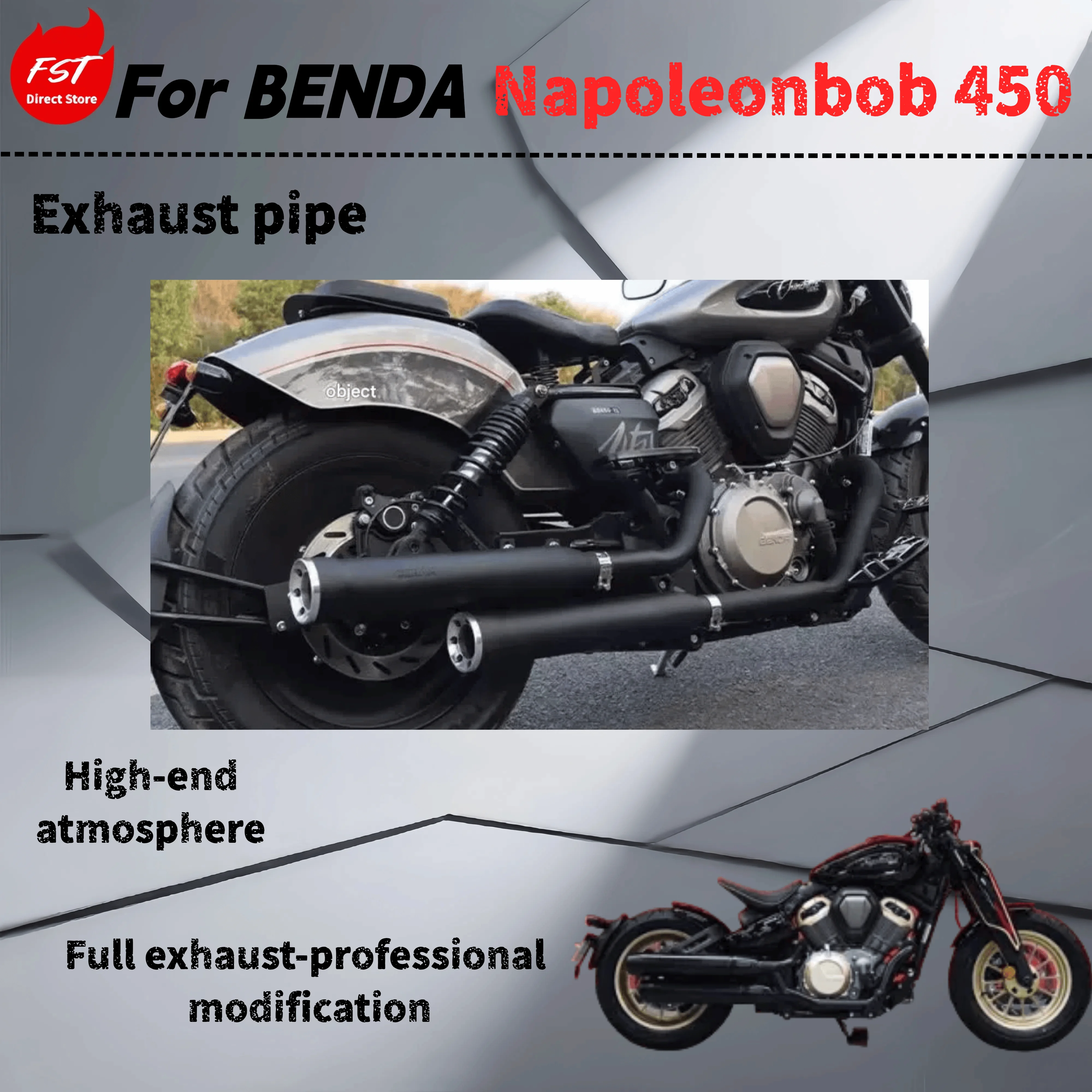 

For Benda Napoleonbob 450-Modified full exhaust pipe-the sound is deep, rich and powerful