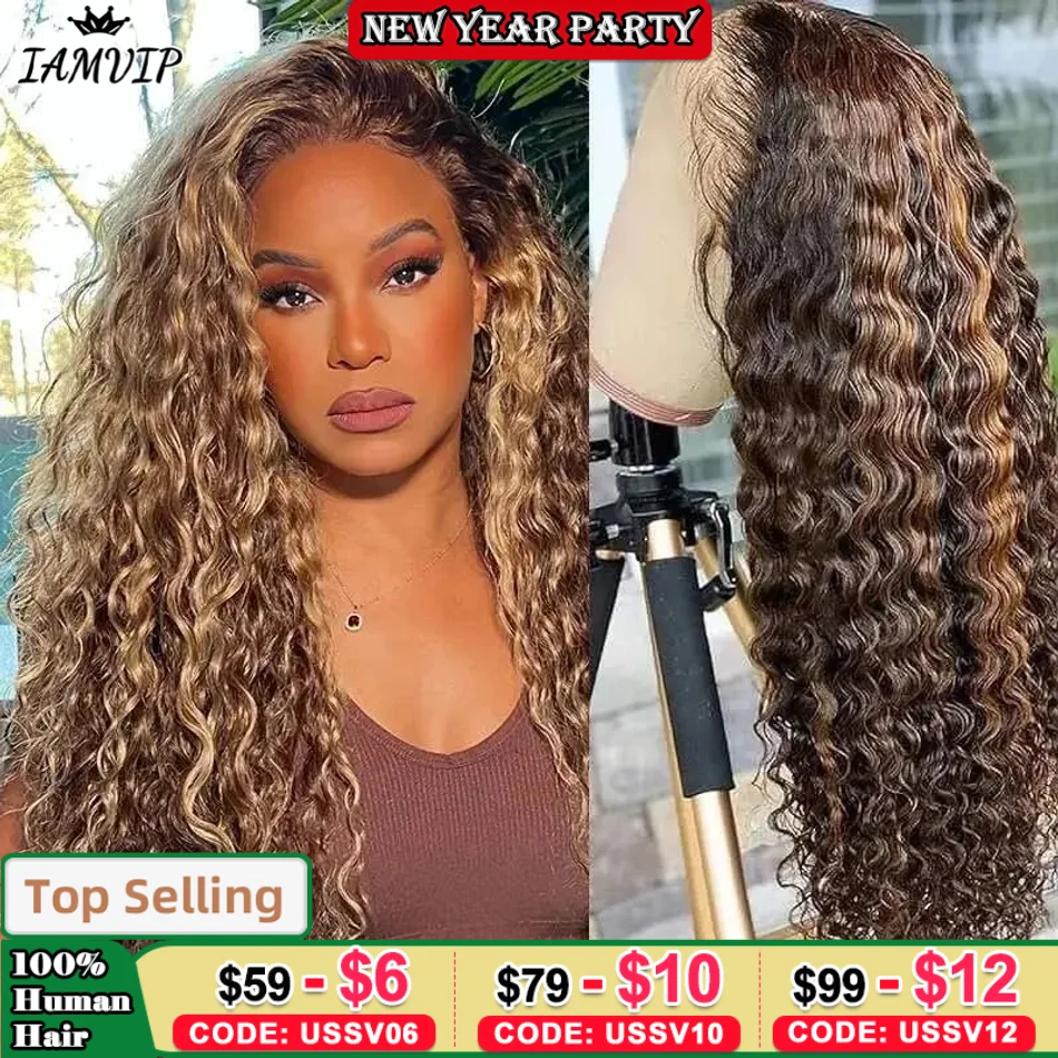 Highlight Deep Wave Frontal Wig 13x6 Hd Lace Brown Lace Front Human Hair Wigs 13x4 Glueless Wig Human Hair Ready To Wear Choice