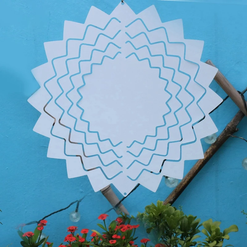 10 polegadas sublimação girador de vento em branco, decoração de jardim pendurado para janela interior ao ar livre quintal jardim