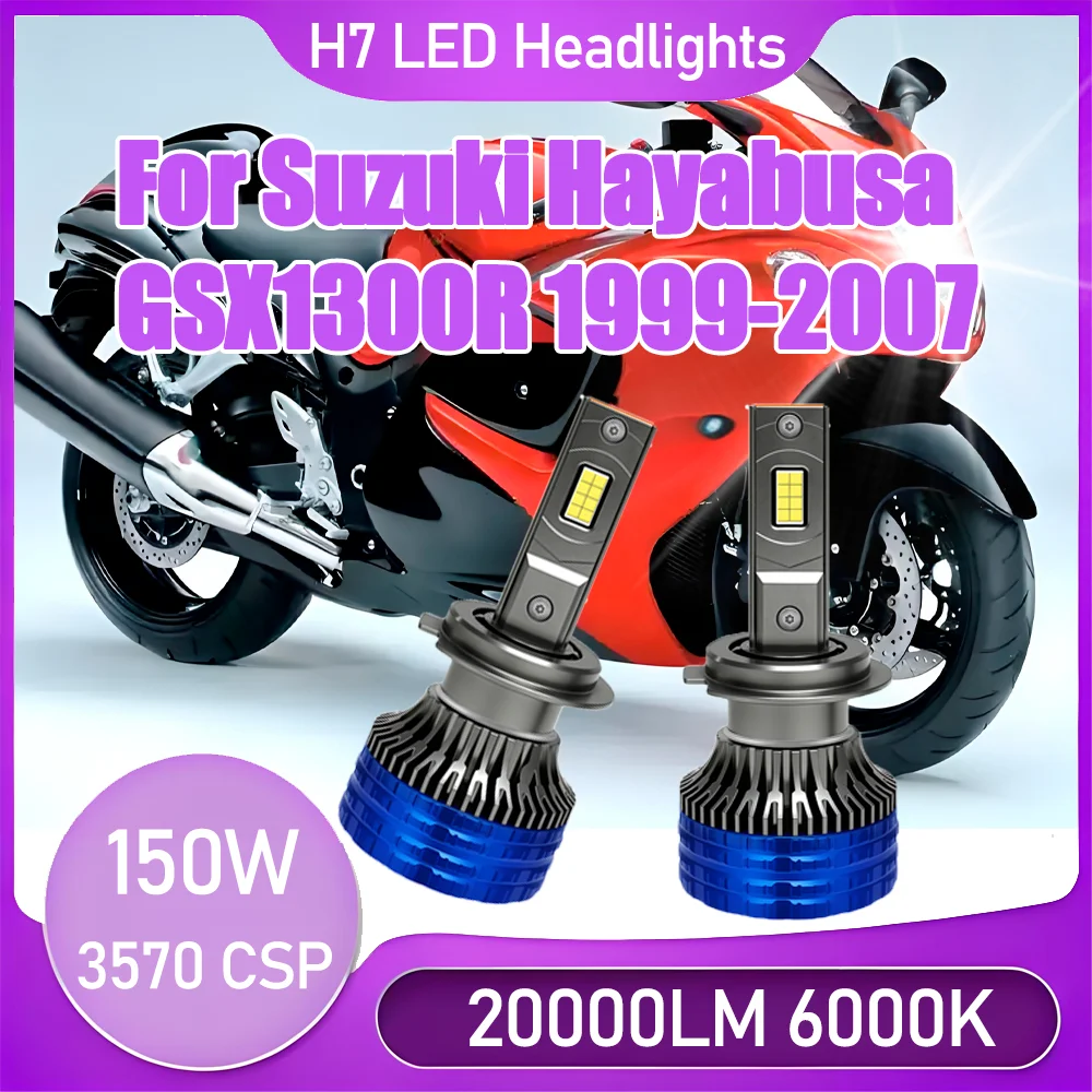 

2 шт. 6000K белый H7 20000LM фары высокой мощности светодиодные фары лампы авто фары 150 Вт для Suzuki Hayabusa GSX1300R 1999-2007