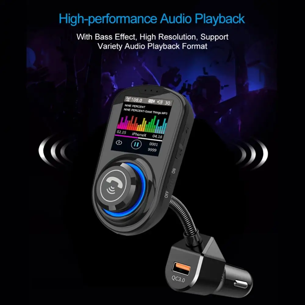 Car MP3 Music Player Bluetooth 5.0 receiver FM transmitter Dual USB QC3.0 Charger U disk / TF Card lossless Music