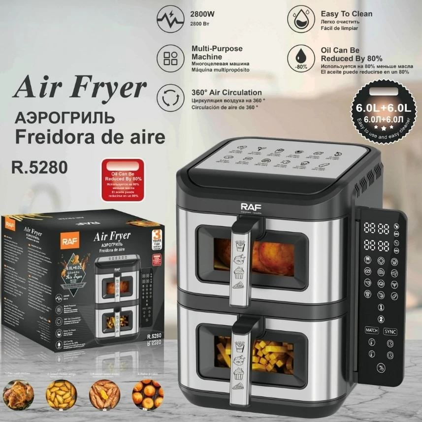Household Multifunctional Intelligent Double-layer Oven Fume-free Air Fryer