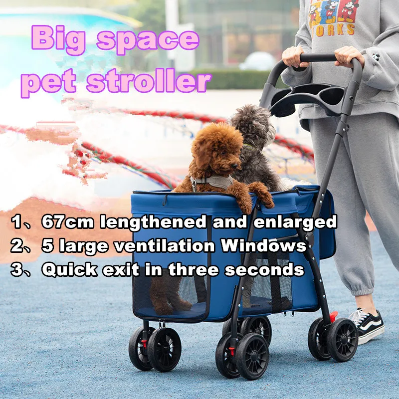 Large Foldable Multi-function Pet Mobility Stroller Outdoor Walking Cart for Medium Large Dogs