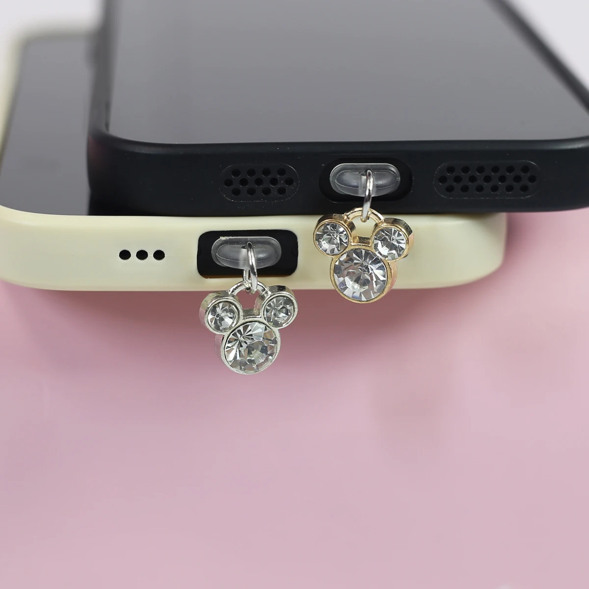 1 Piece Of Crystal Mouse Head Imitation Diamond Alloy Material Accessory Decoration Pendant For Iphone Type-C Port Dust Plug