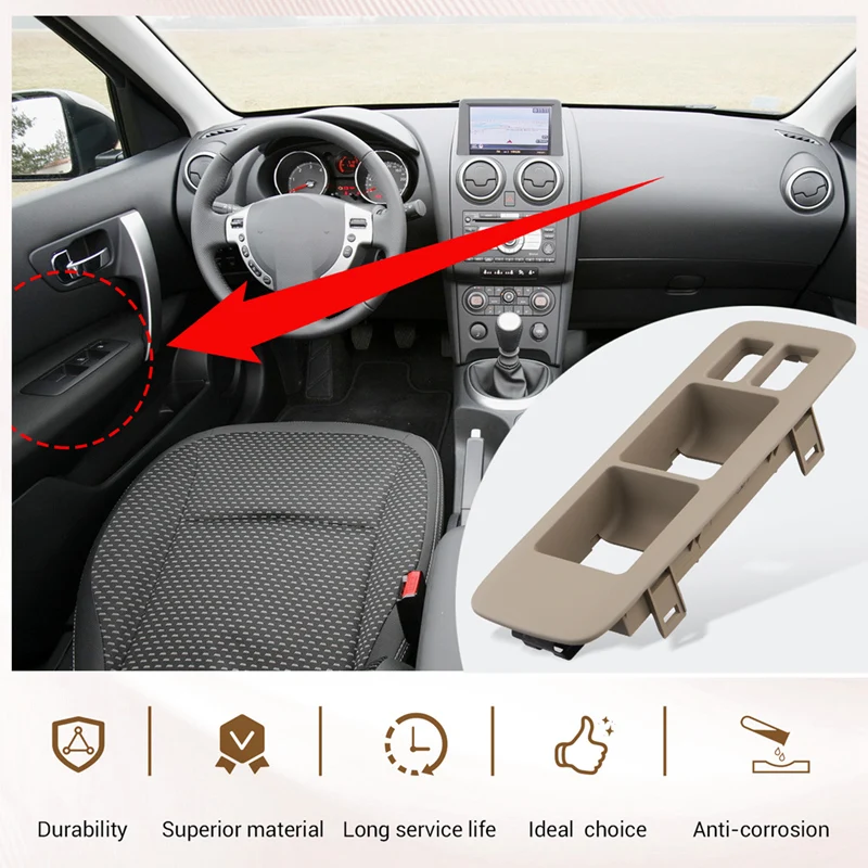 Car Front Electric Window Lifter Switch Panel Cover For Nissan Qashqai 2008-2015 Window Control Trim Panel