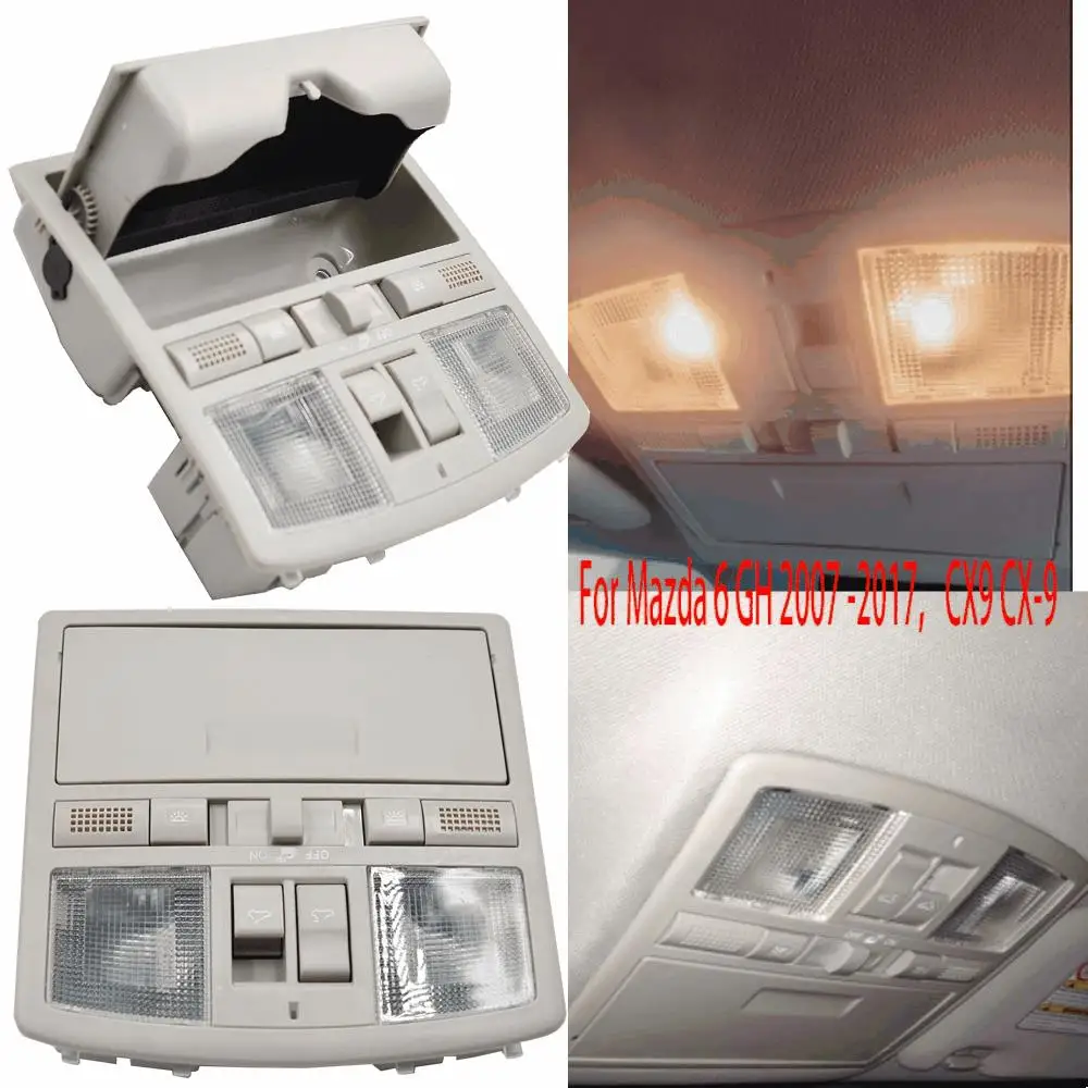 Gray Interior Dome Reading Light Lamp Sunroof Switch For Mazda 6 GH 2007‑2017 CX9 CX‑9 OE GS4C‑69‑970D Overhead Ceiling Roof Lam