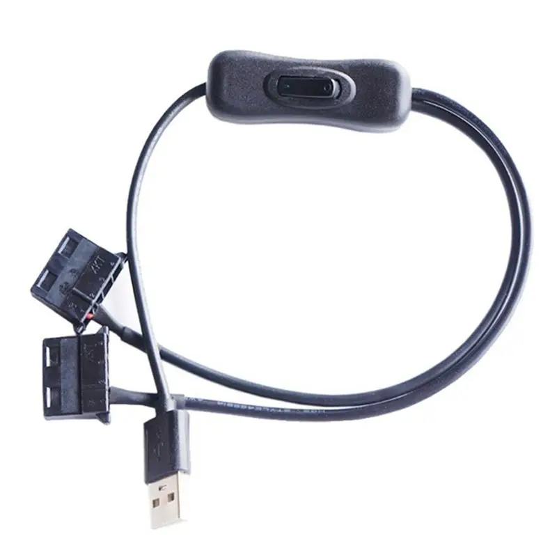 Leading-USB 5V To Dual 4PIN Molex Fan Adapter Cable With Switch Y Splitter For Computer Chassis Desktop PC Case Cooling