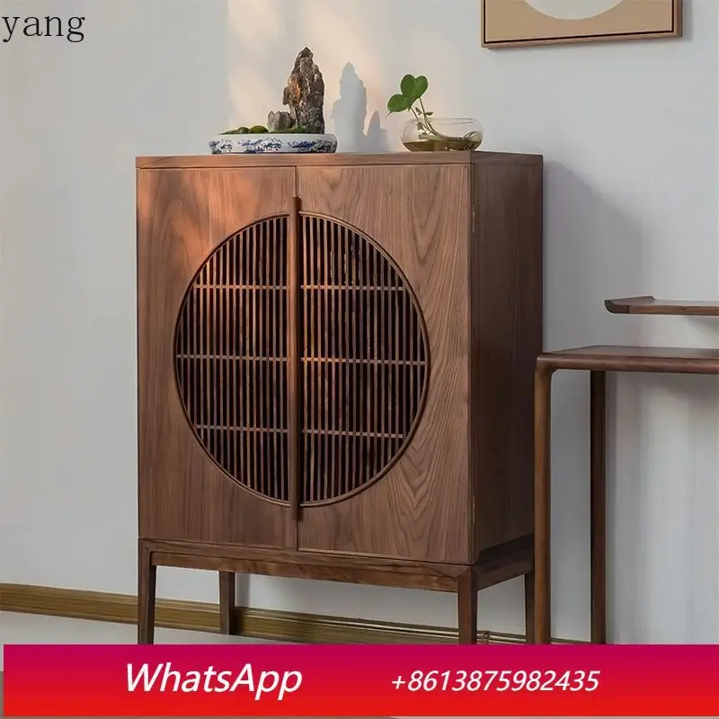 

LH new Chinese black walnut tea room storage side tea cabinet household dining side cabinet