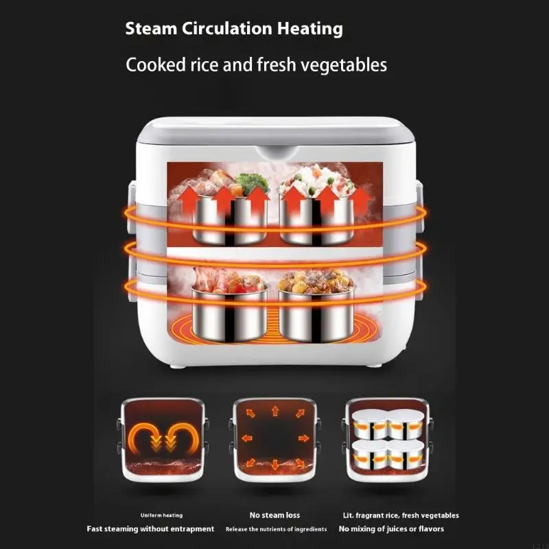 2025 Kotak Makan Siang Kotak Makan Siang Steam Baru Container 2L Insulated Heater Portable Untuk Perjalanan Asrama Dapur