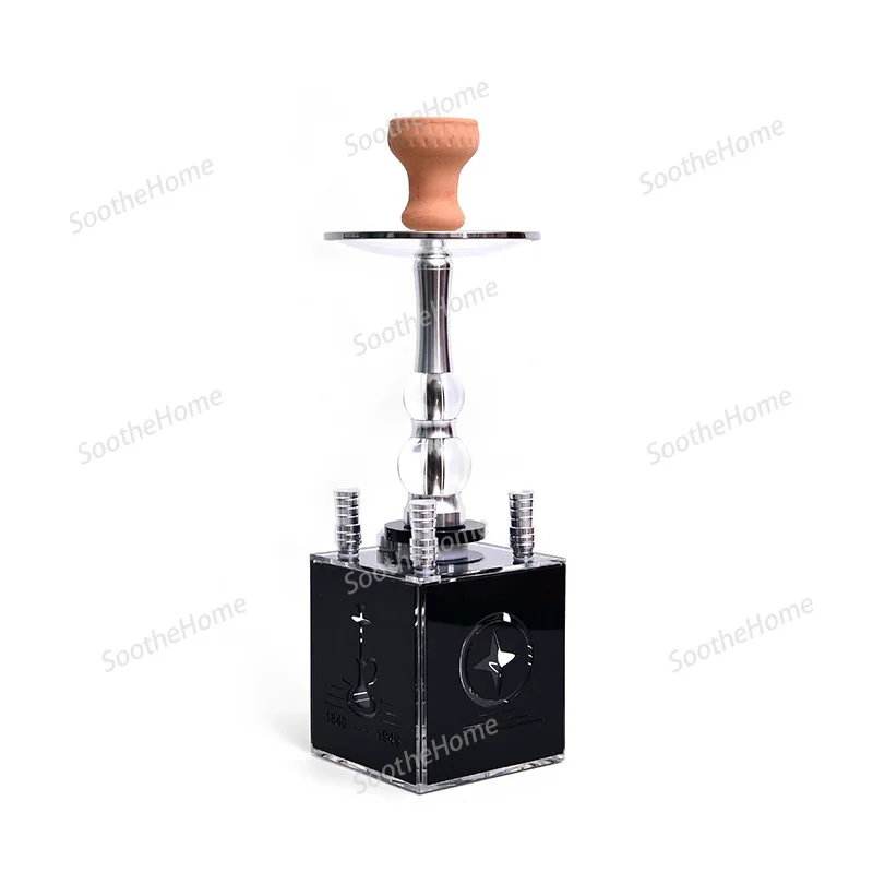 Arabic Hookah Bar with Four-tube Acrylic Square Hookah Pot Color Lights
