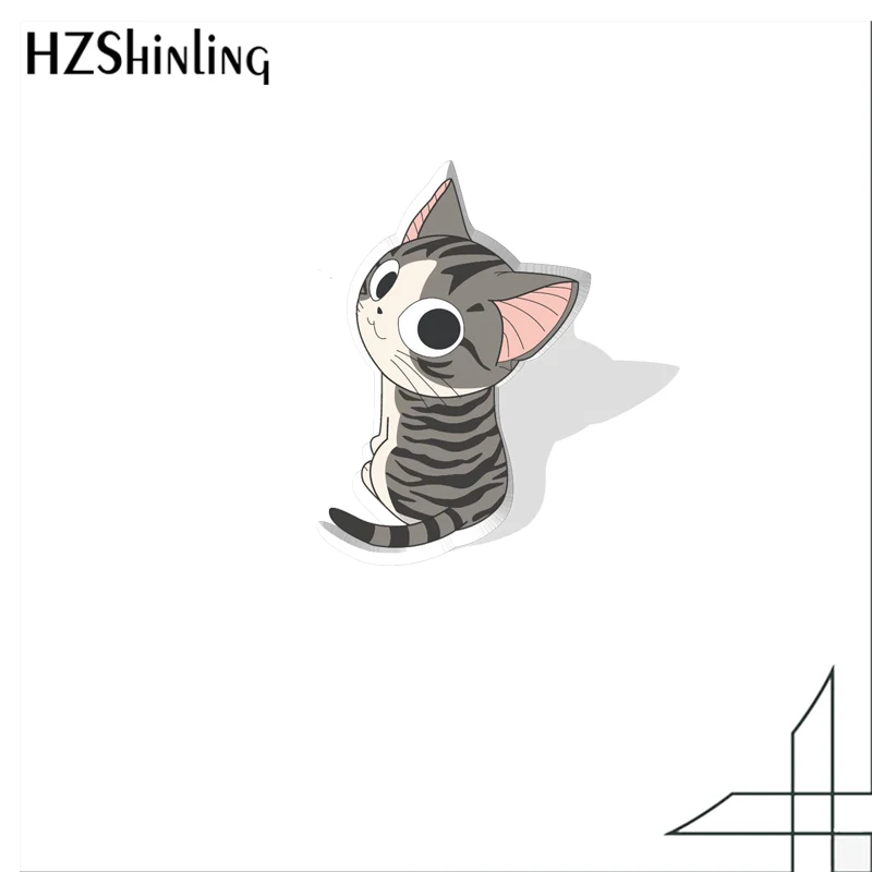 Cartoon Cute Striped Kitten Acrylic Collar Pin Pattern Anime Acrylic Lapel Pins Resin Acrylic Epoxy