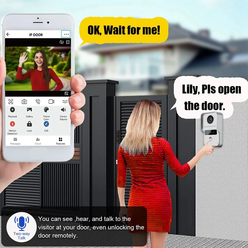 Ежедневный 2-мегапиксельный дверной звонок Tuya, Wi-Fi, видеодомофон, камера 1080P, датчик движения, сигнализация, безопасность, умный дом/офис, удаленная разблокировка