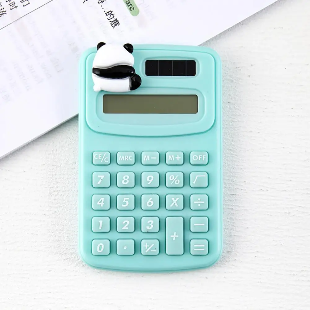 Mini calculadora portátil con forma de Panda, diseño bonito, botones de goma de plástico, ligera, para estudiantes de oficina
