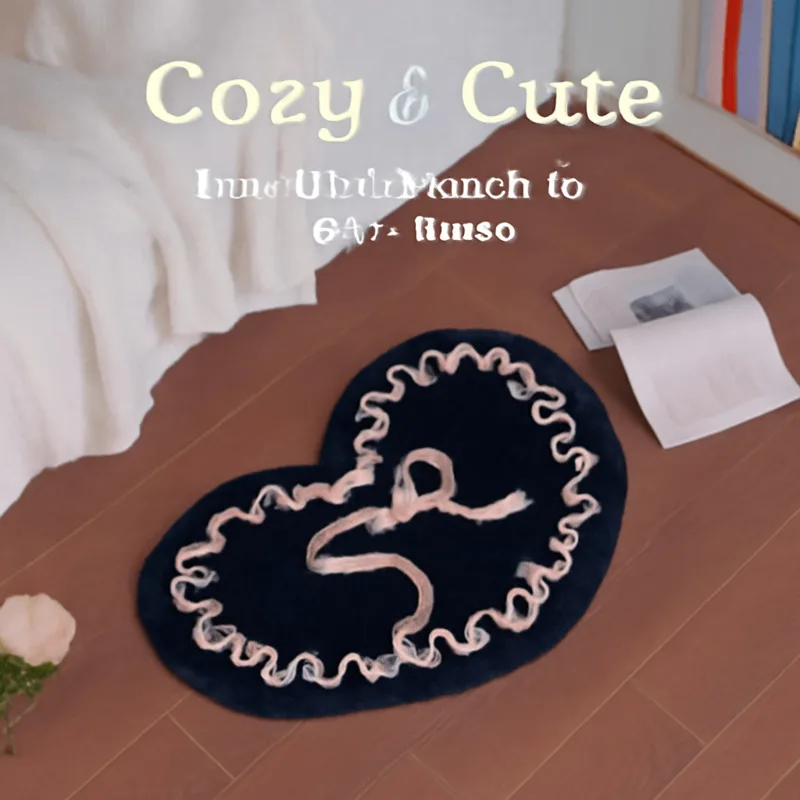 

Тафтинговый ковер в форме сердца Bow Girl — нескользящий впитывающий напольный коврик для спальни, журнального столика и прикроватного декора