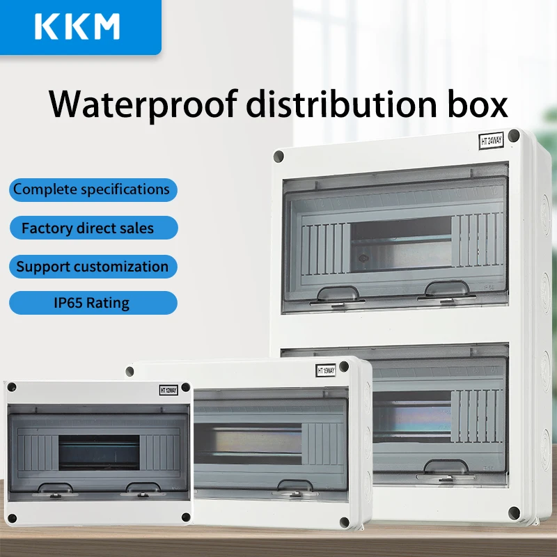 

KKM Junction Box HT Series Junction Box 2/3/5/8/12/15/18/24WAY ABS Plastic Outdoor Switch box IP65 Waterproof Distribution Box