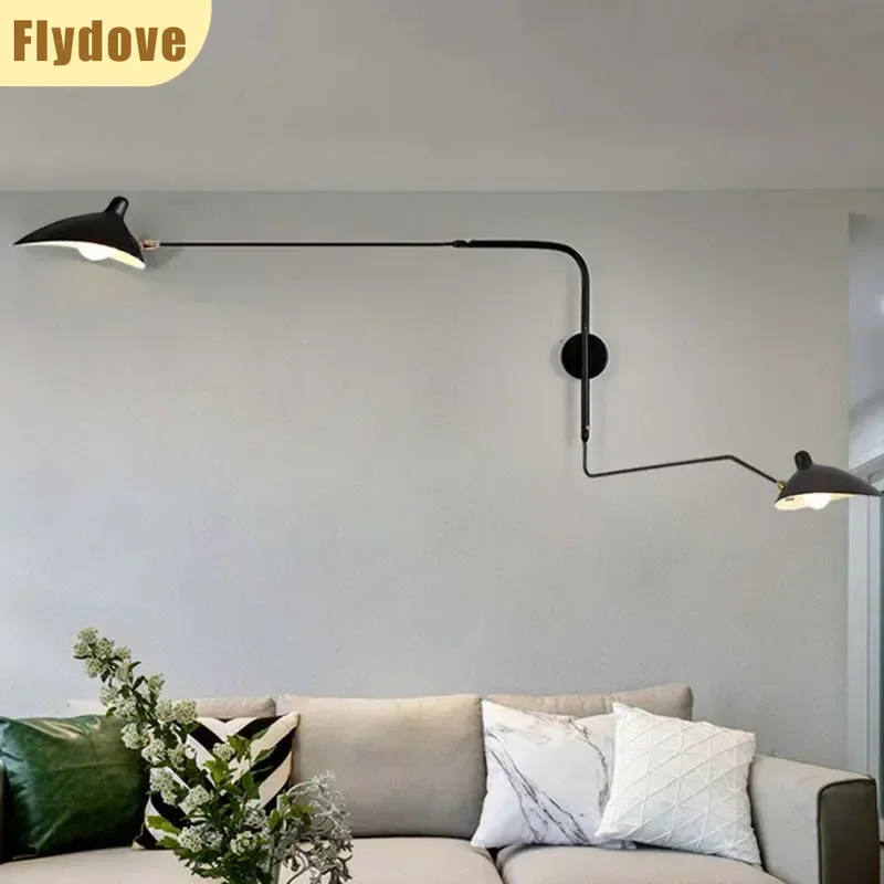 Italian Modern Designer Wrought Iron LED Wall Lamp Creative Living Room Sofa Bedside Adjustable Indoor Lighting Decoration Lamp