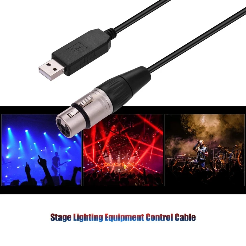 واجهة أنثى XLR لتوصيل معدات إضاءة المسرح ، كابل محول ، تحكم LED ، RS485 ، DMX512 ، USB إلى 3Pin