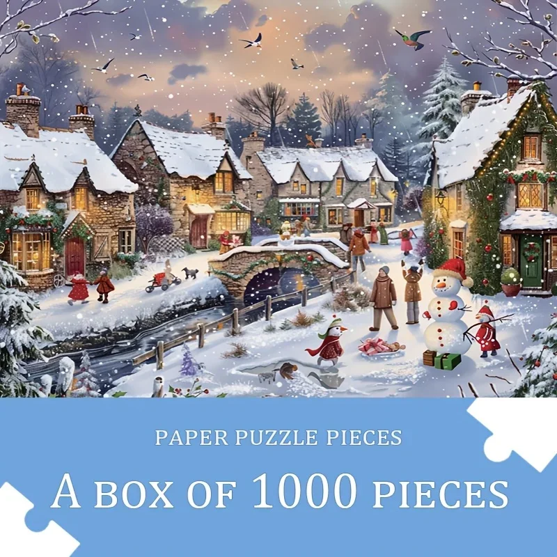 

Christmas Scenery Wooden Puzzle 300/500/1000pcs Creative Hand Decorated Fun To Explore Jigsaw Puzzles Toy Christmas Gift
