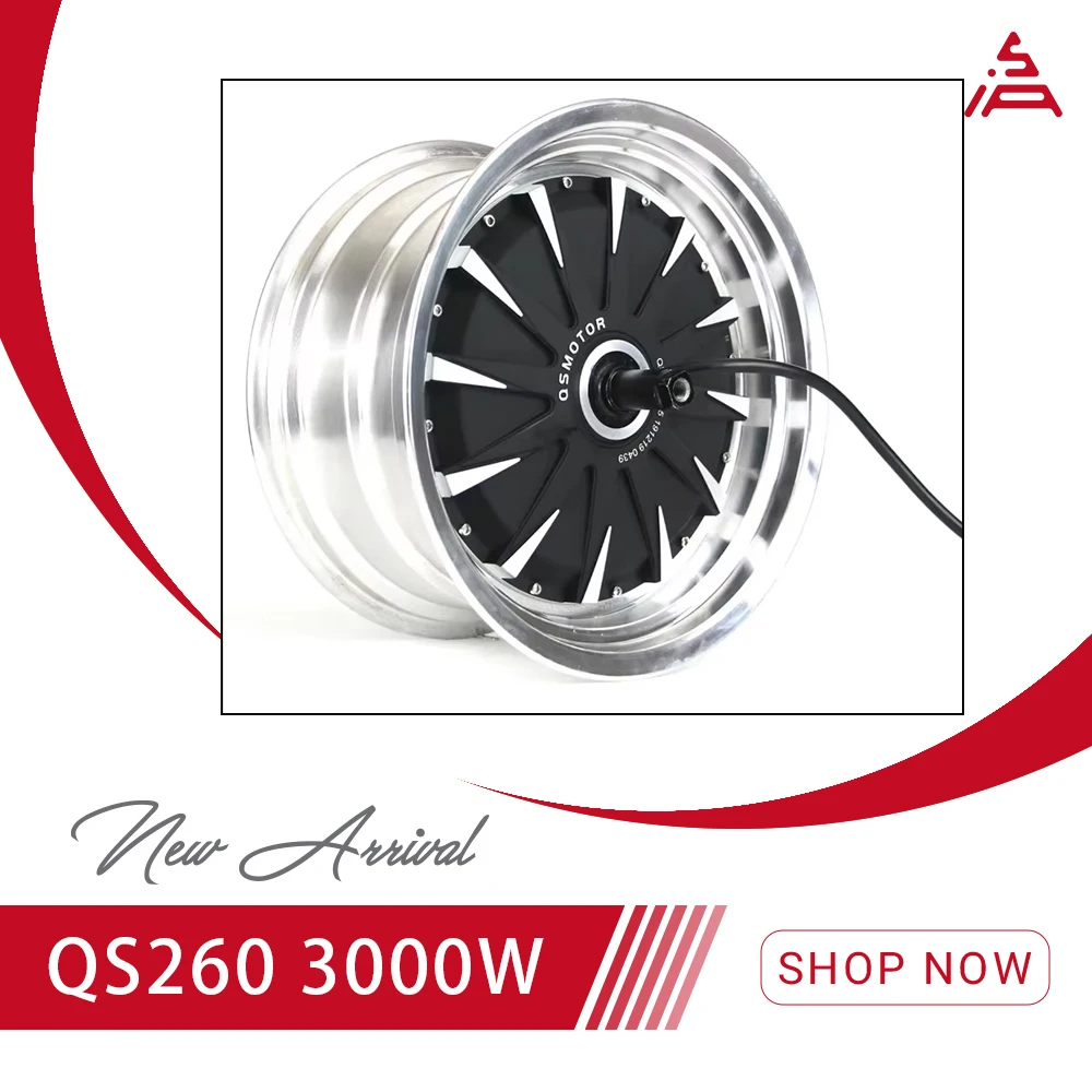 QSMotor QS260 12x7.5 Inch High Power 3000W 72V Electric Scooter Wheel Hub Motor 70kph BLDC for Eco-Friendly Transport