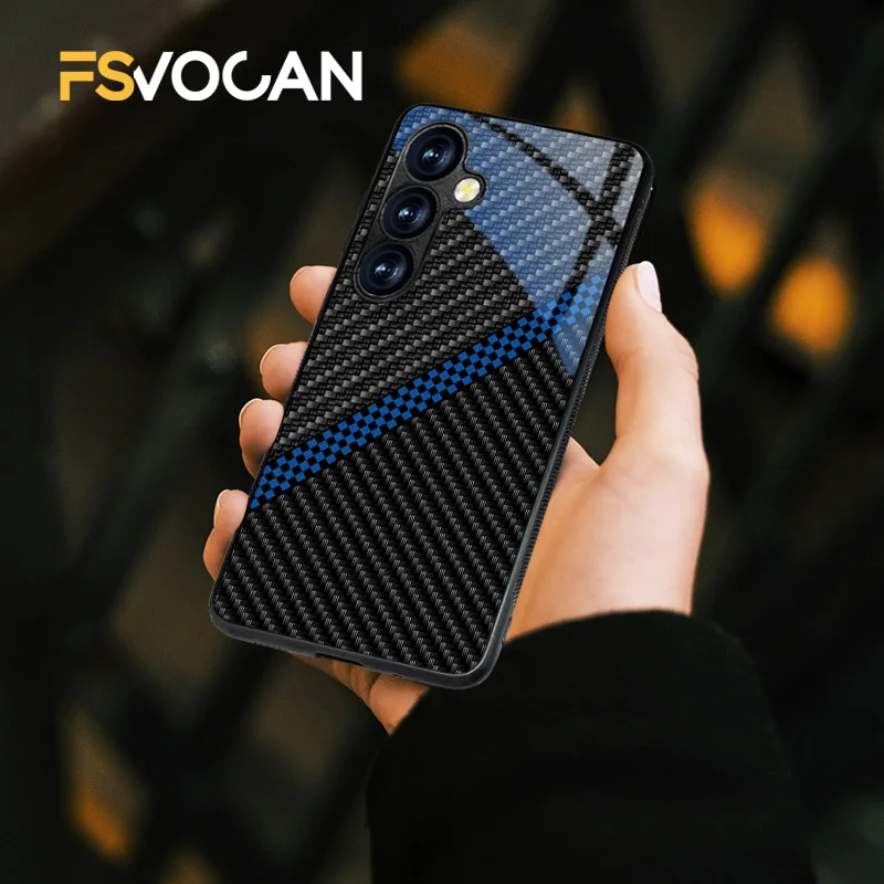 Glossy Carbon Fiber Pattern Slim Case For Samsung Galaxy S26vS25 S24 S23 S22 S21 S20 Plus Ultra A53 A52 A54 A33 A34 A35 A55
