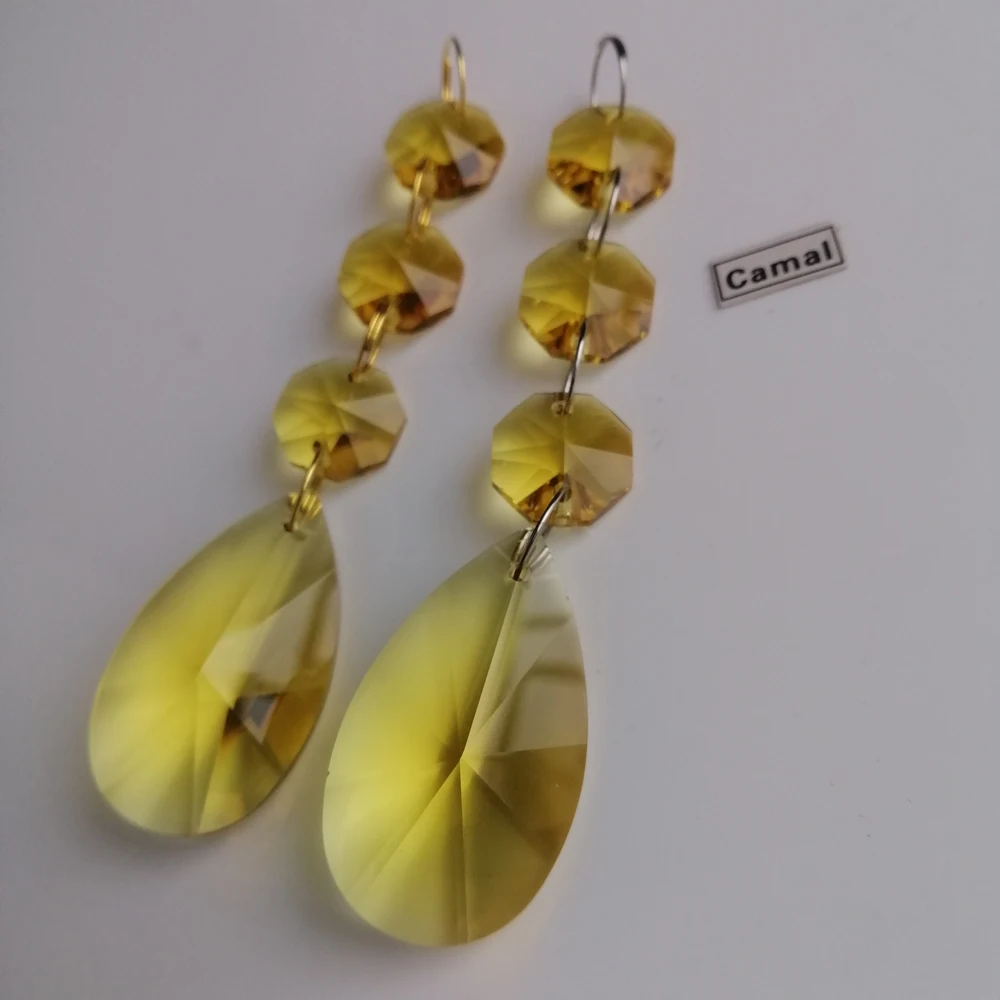 Camal – rideau de porte en forme de poire jaune 38mm, 2 pièces, guirlande de cristal suspendue, décoration de Festival, de mariage, nouvelle collection à la mode